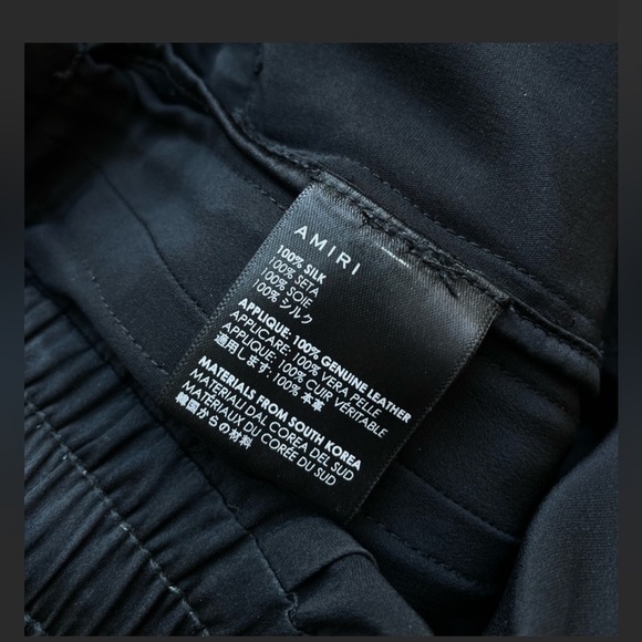 - New 🆕 AMIRI wide high waisted EXTRA LONG DRAWSTRING LEATHER stripe BLACK… - Picture 7 of 13